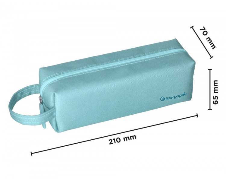 Estuche portatodo liderpapel classic rectangular con asa 210x70mm azul celeste