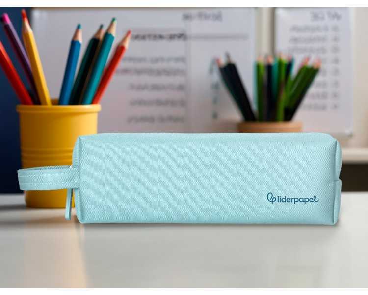 Estuche portatodo liderpapel classic rectangular con asa 210x70mm azul celeste