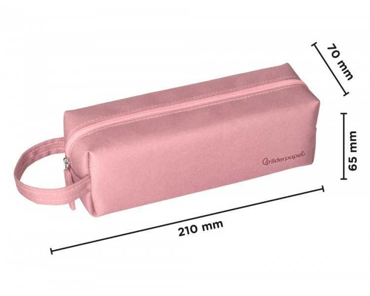 Estuche portatodo liderpapel classic rectangular con asa 210x70mm rosa