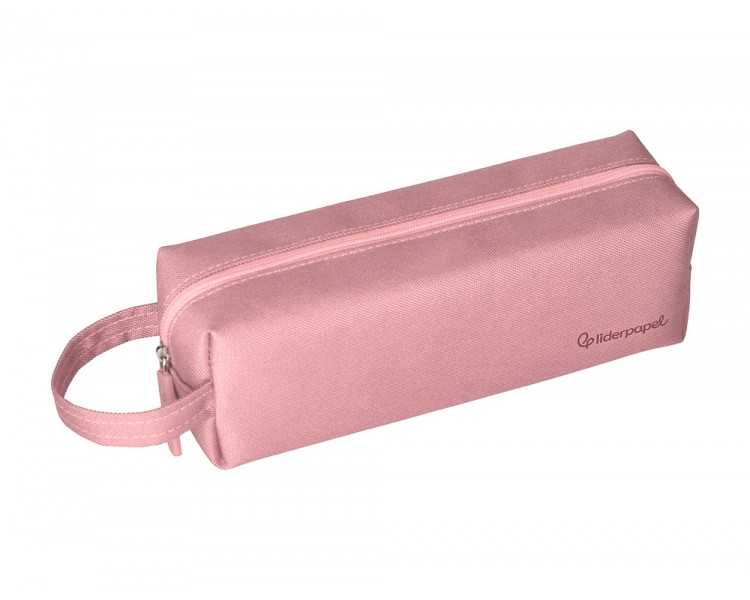 Estuche portatodo liderpapel classic rectangular con asa 210x70mm rosa
