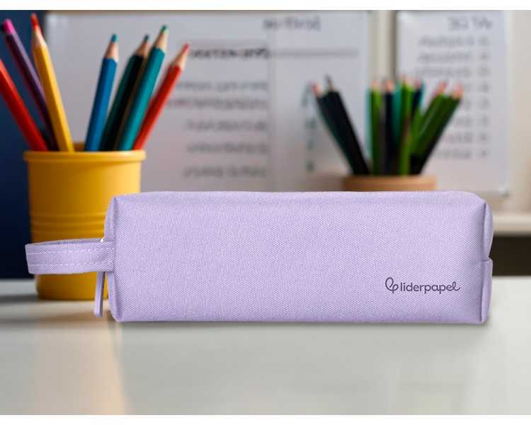 Estuche portatodo liderpapel classic rectangular con asa 210x70mm lila