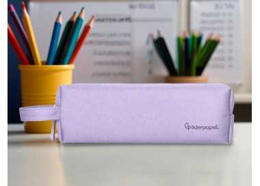 Estuche portatodo liderpapel classic rectangular con asa 210x70mm lila