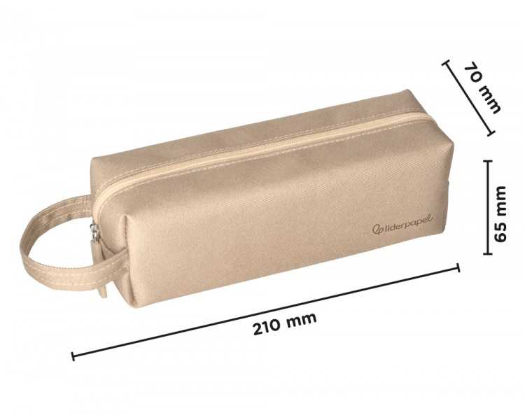 Estuche portatodo liderpapel classic rectangular con asa 210x70mm crema