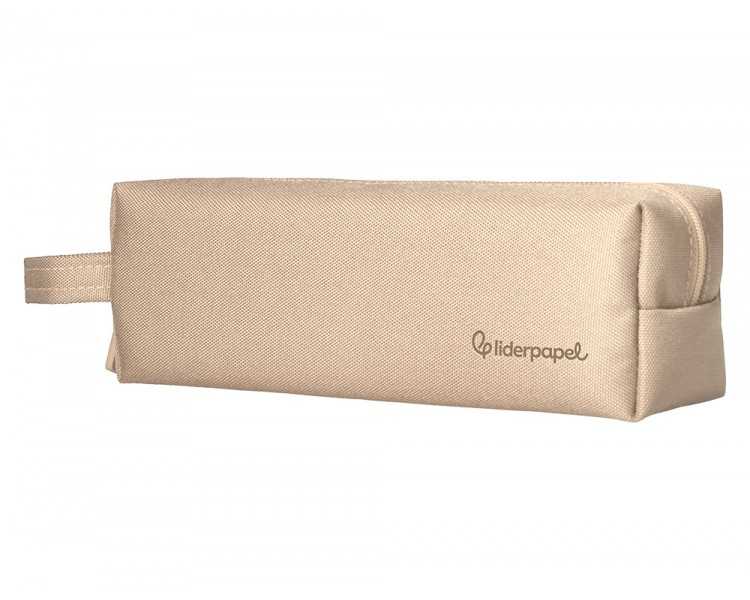 Estuche portatodo liderpapel classic rectangular con asa 210x70mm crema