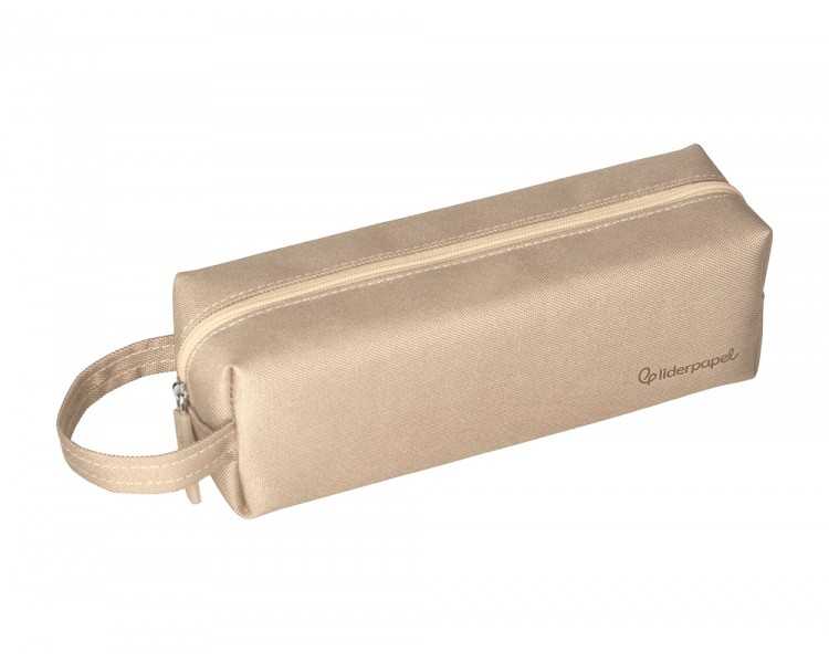 Estuche portatodo liderpapel classic rectangular con asa 210x70mm crema