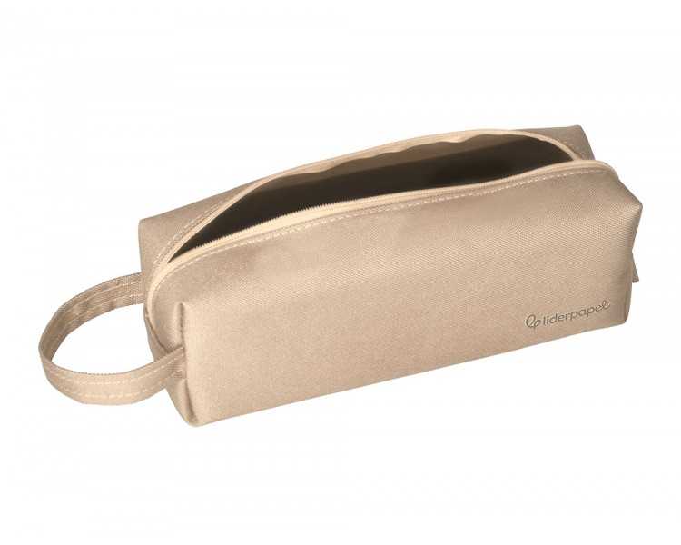 Estuche portatodo liderpapel classic rectangular con asa 210x70mm crema
