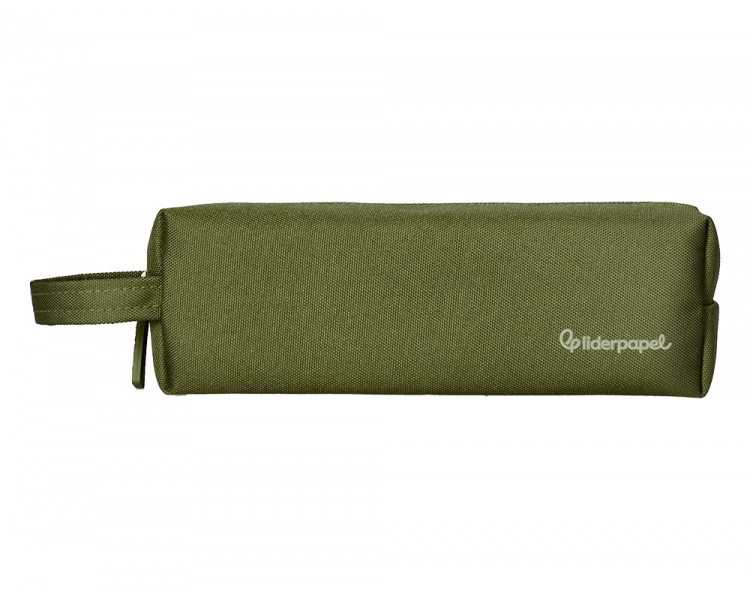Estuche portatodo liderpapel classic rectangular con asa 210x70mm verde militar