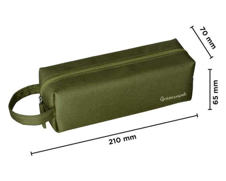 Estuche portatodo liderpapel classic rectangular con asa 210x70mm verde militar