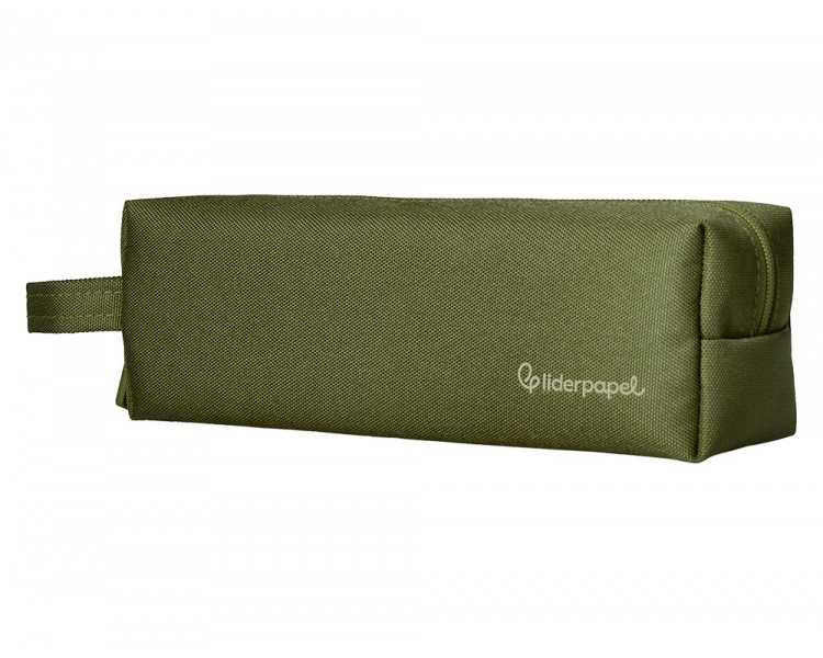 Estuche portatodo liderpapel classic rectangular con asa 210x70mm verde militar