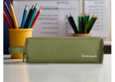 Estuche portatodo liderpapel classic rectangular con asa 210x70mm verde militar Estuche portatodo liderpapel classic rectangular con asa 210x70mm verde militar
