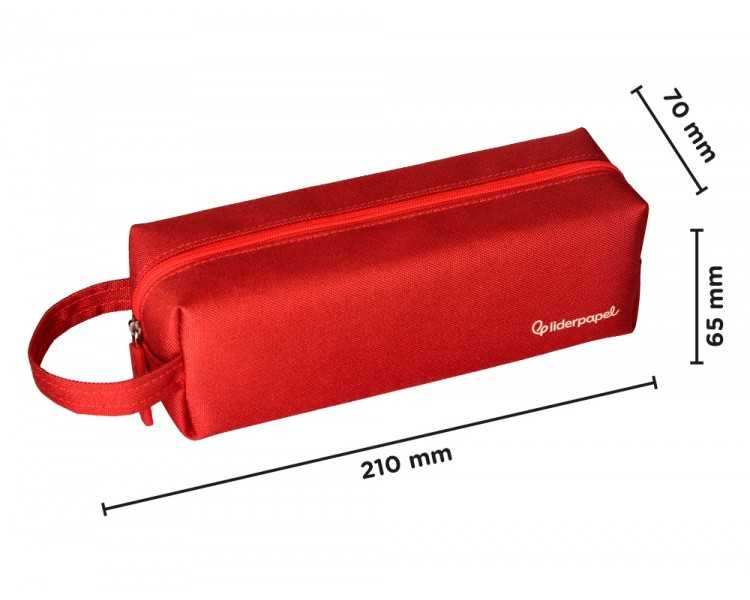 Estuche portatodo liderpapel classic rectangular con asa 210x70mm rojo