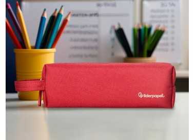 Estuche portatodo liderpapel classic rectangular con asa 210x70mm rojo
