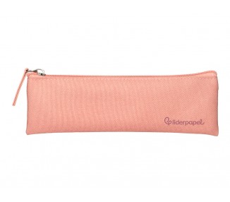 Estuche portatodo liderpapel plano estrecho una cremallera 200x60 mm rosa