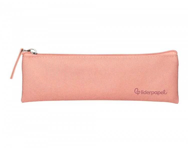 Estuche portatodo liderpapel plano estrecho una cremallera 200x60 mm rosa