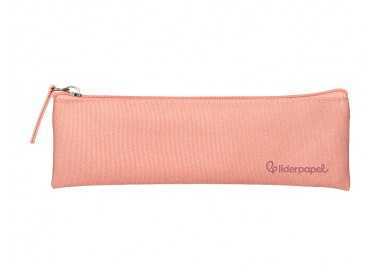 Estuche portatodo liderpapel plano estrecho una cremallera 200x60 mm rosa