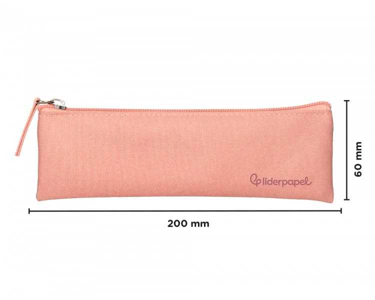 Estuche portatodo liderpapel plano estrecho una cremallera 200x60 mm rosa