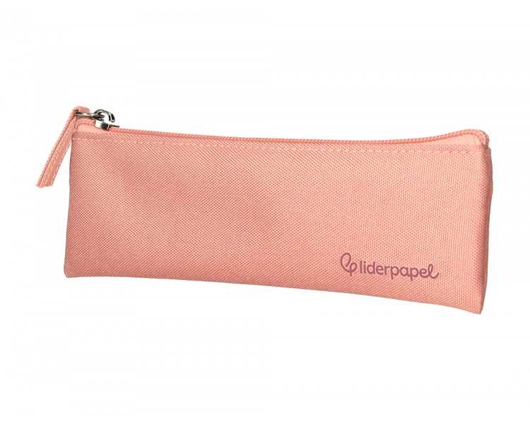 Estuche portatodo liderpapel plano estrecho una cremallera 200x60 mm rosa