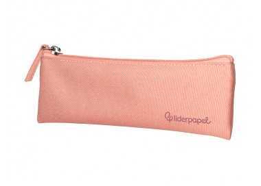 Estuche portatodo liderpapel plano estrecho una cremallera 200x60 mm rosa