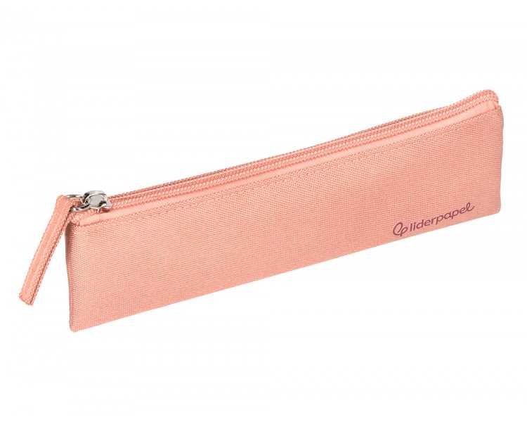 Estuche portatodo liderpapel plano estrecho una cremallera 200x60 mm rosa