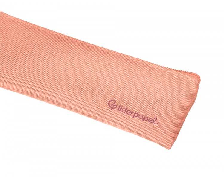 Estuche portatodo liderpapel plano estrecho una cremallera 200x60 mm rosa
