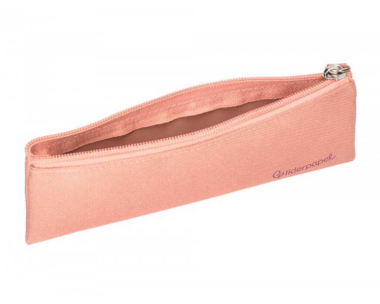 Estuche portatodo liderpapel plano estrecho una cremallera 200x60 mm rosa