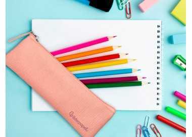 Estuche portatodo liderpapel plano estrecho una cremallera 200x60 mm rosa