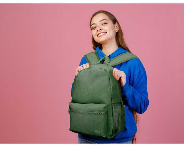 Mochila liderpapel core con compartimento lateral elastico verde militar 15 l 400x125x300 mm
