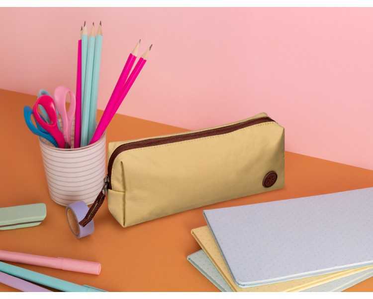 Estuche portatodo antartik basic pack 1 compartimento beige compañero mochila 80x55x210 mm