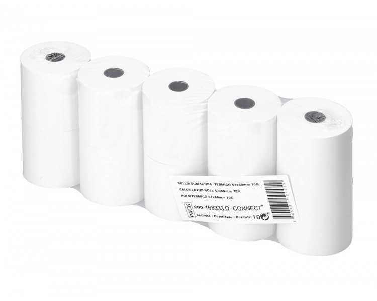 Rollo sumadora termico greening 57 mm ancho x 60 mm diametro sin bisfenol a papel de 70 g/m2
