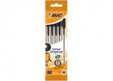 Boligrafo bic cristal original tinta negra bolsa de 5 unidades