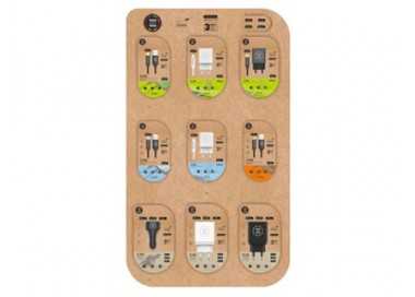 Expositor sobremesa cables y cargadores techonetech contenido 27 unidades surtidas