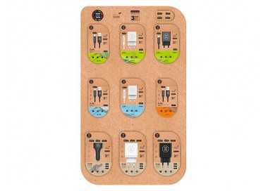 Expositor sobremesa cables y cargadores techonetech contenido 27 unidades surtidas