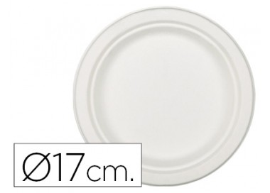Plato de fibra natural nupik biodegradable blanco 17 cm de diametro apto microondas paquete de 50 unidades