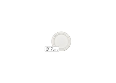 Plato de fibra natural nupik biodegradable blanco 17 cm de diametro apto microondas paquete de 50 unidades