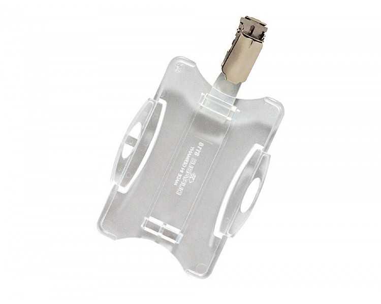 Identificador con pinza giratoria durable uso vertical/horizontal 54x85 mm