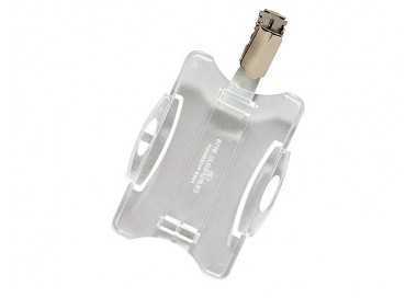 Identificador con pinza giratoria durable uso vertical/horizontal 54x85 mm