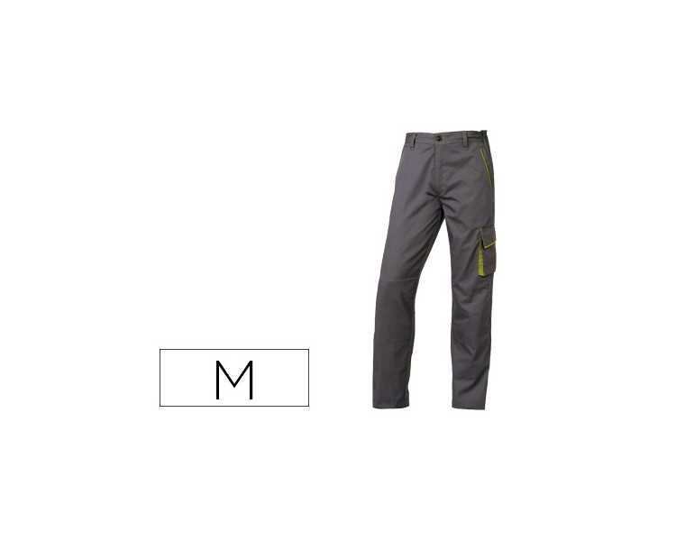 Pantalon de trabajo deltaplus cintura ajustable 5 bolsillos color gris verde talla m