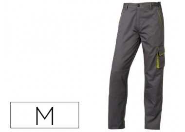 Pantalon de trabajo deltaplus cintura ajustable 5 bolsillos color gris verde talla m