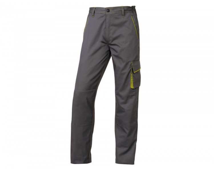 Pantalon de trabajo deltaplus cintura ajustable 5 bolsillos color gris verde talla m