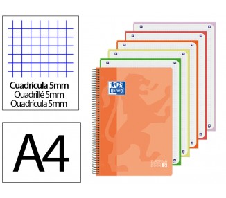 Bloc espiral oxford tapa plastico optik paper microperforado din a4+ 120h cuadro 5 mm colores surtidos