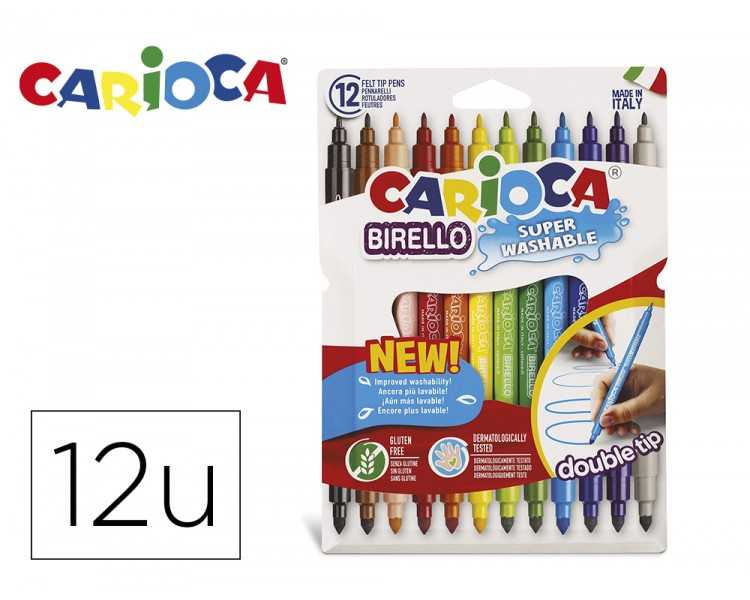 Rotulador carioca birello bipunta caja de 12 colores surtidos