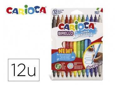 Rotulador carioca birello bipunta caja de 12 colores surtidos