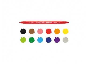 Rotulador carioca birello bipunta caja de 12 colores surtidos