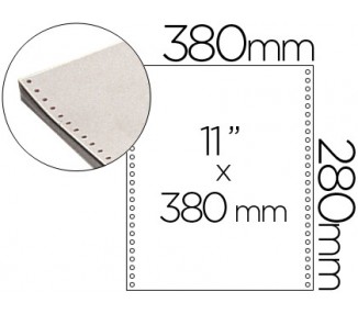 Papel continuo 380x11 blanco caja de 2500 hojas