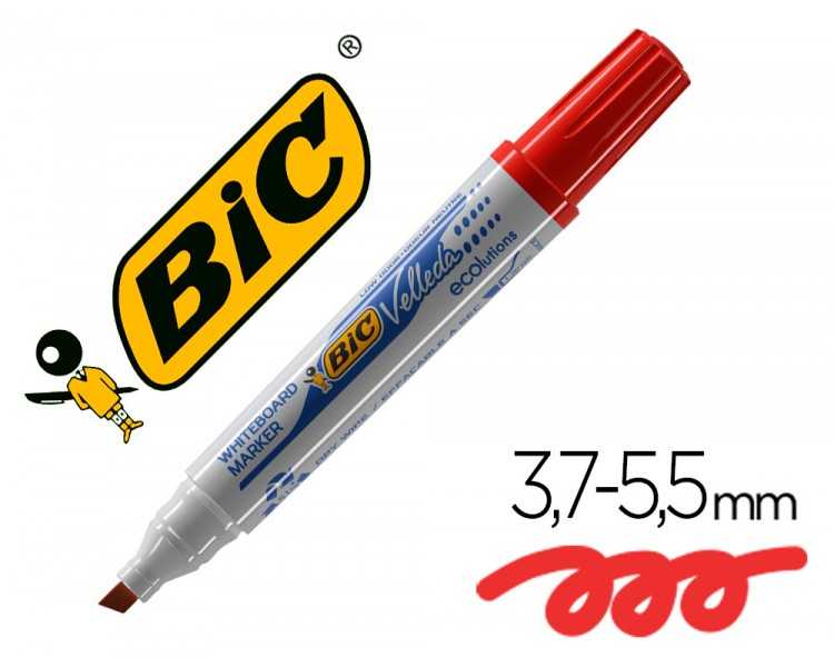 Rotulador bic velleda para pizarra rojo punta biselada 5,9 mm