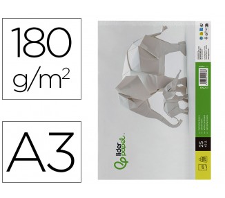 Cartulina liderpapel a3 180g/m2 blanco paquete de 25+5 hojas en carpeta dossier transparente con cierre