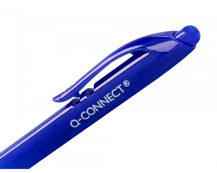 Boligrafo q-connect retractil con clip diseño fino tinta aceite 0,7 mm color azul
