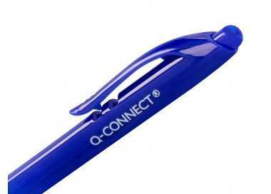 Boligrafo q-connect retractil con clip diseño fino tinta aceite 0,7 mm color azul Boligrafo q-connect retractil con clip diseño fino tinta aceite 0,7 mm color azul
