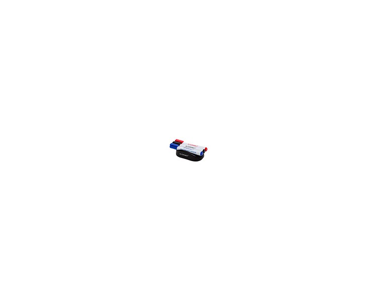 Borrador q-connect magnetico con rotulador negro rojo y azul para pizarra blanca