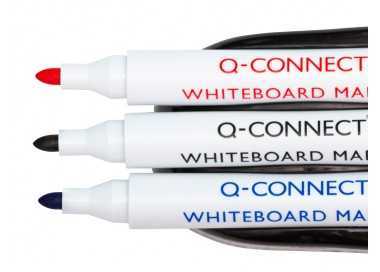 Borrador q-connect magnetico con rotulador negro rojo y azul para pizarra blanca